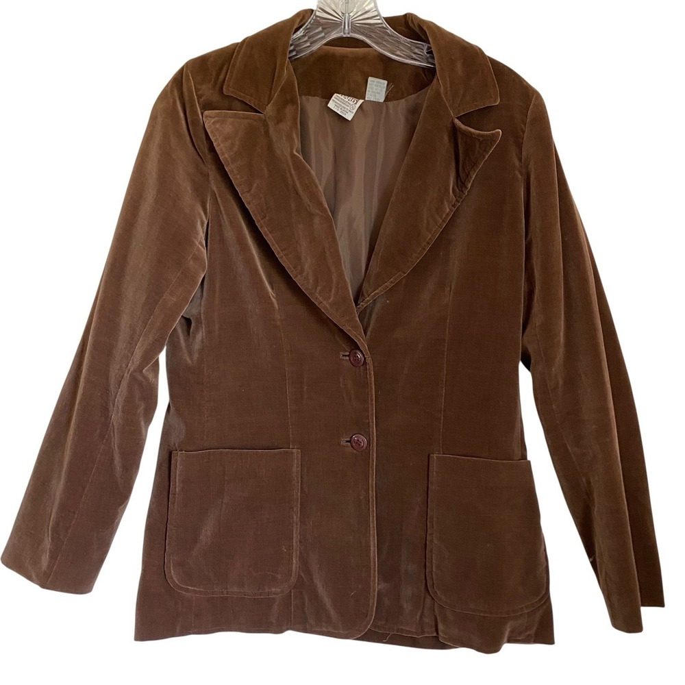 Vintage Montgomery Ward Velvet Blazer Women Size S Brown Preppy Made Japan
